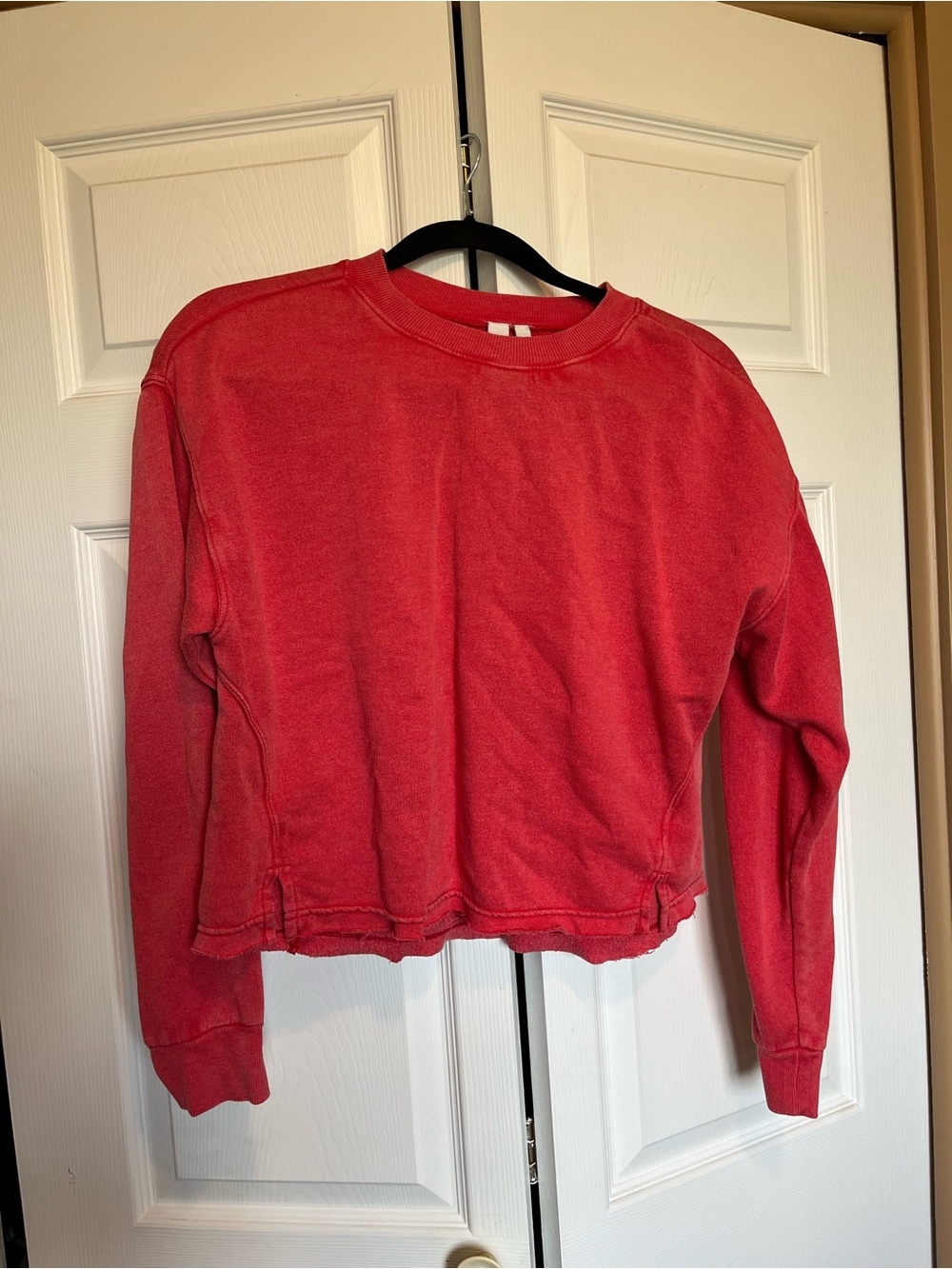 Zella Red Cropped Crewneck Sweatshirt